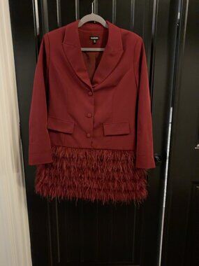 Bebe Burgundy Feather Trim Blazer Dress Size M